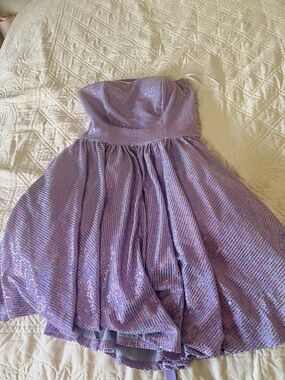 Strapless Shimmer Party Dress in Lavender